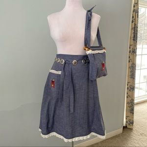 Denim Monogrammed Wrap Skirt